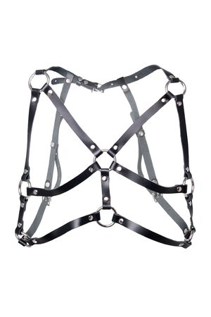 Черная кожаная портупея «Соблазн» с кольцами